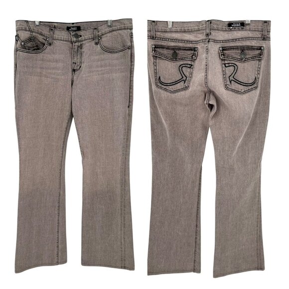 Rock & Republic Women's Kurt‎ Flap Pocket Jeans Size 31 Gray Denim Wide Leg - Picture 1 of 16